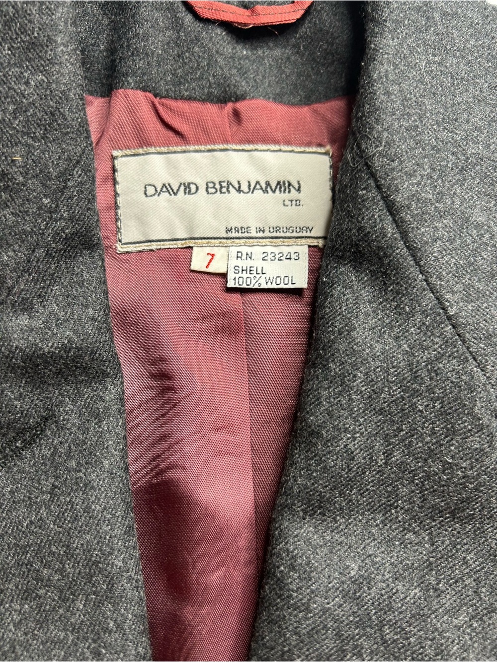 Vintage David Benjamin Dark Academia Double-Breasted Charcoal Wool Blazer Sz 7 - Picture 5 of 9